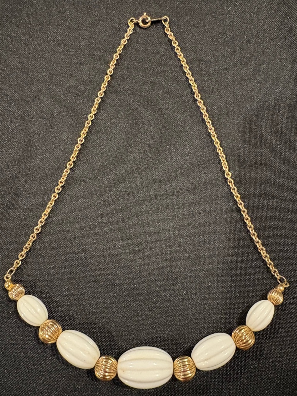 AVON Gold and White Beaded Necklace